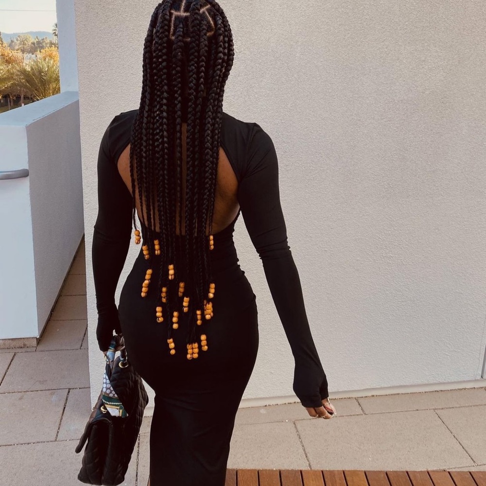 Black Maxi Dress (Back Exposed)